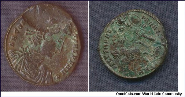 Rome Constanius II, 
Follis indent by planchet 