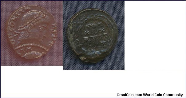 Rome  Constanius, copper nice partial double strike 20%offcent