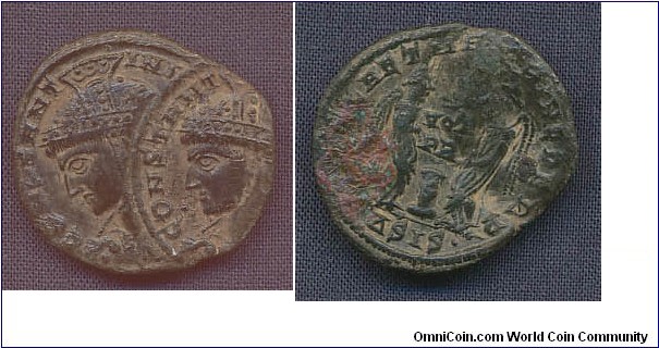 Roman Constanius I, copper dramatic doublestrike obverse