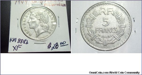 5 francs #km888b,very nice coin