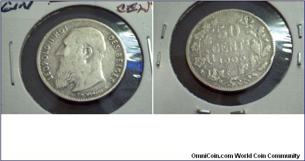 Belgium 50 cents,in very good condition silver!