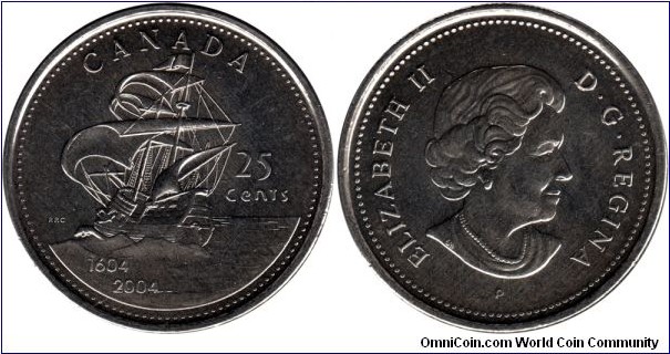 25 cents 2004, Samuel de Champlain