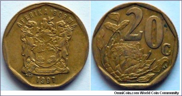 20 cents.
1997, Aferika Borwa