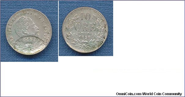 10 Ore with incuse of part of another coin