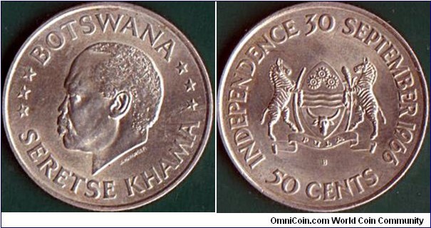 Botswana 1966 B 50 Cents.

Independence.