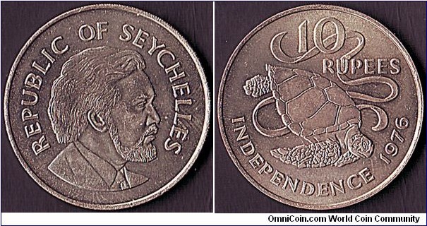 Seychelles 1976 10 Rupees.

Seychelles Independence.

A scarce coin.
