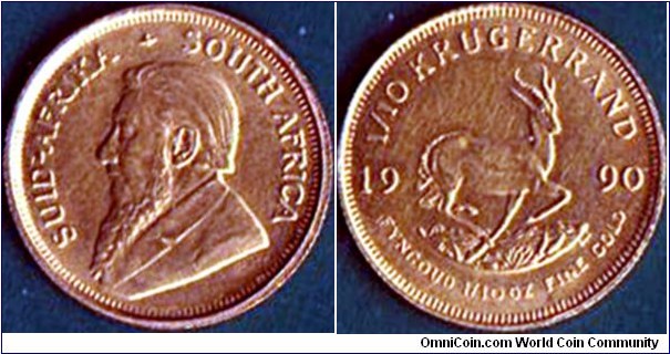 South Africa 1990 1/10 Krugerrand.