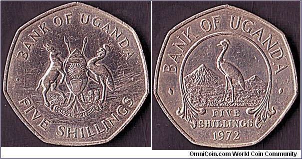 Uganda 1972 5 Shillings.

Extremely rare!