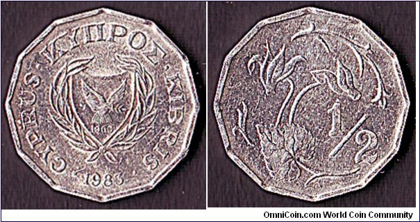 Cyprus 1983 1/2 Cent.

Only date for this denomination.
