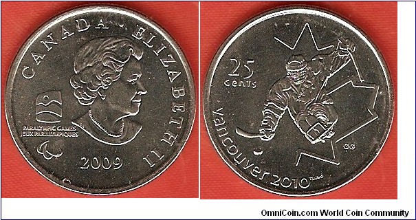 25 cents Vancouver 2010: paralympics ice sledge hockey
nickel-plated steel 