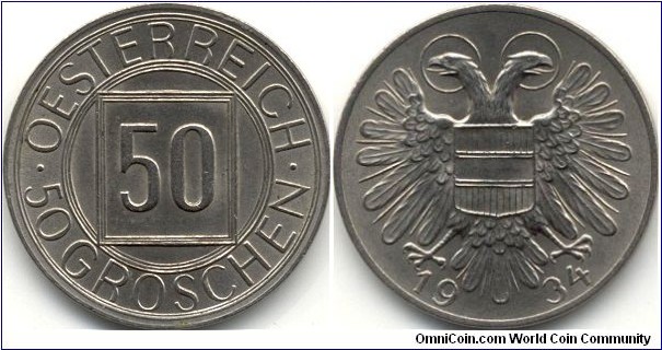 50-Groschen, (Nachtschilling, one year type).