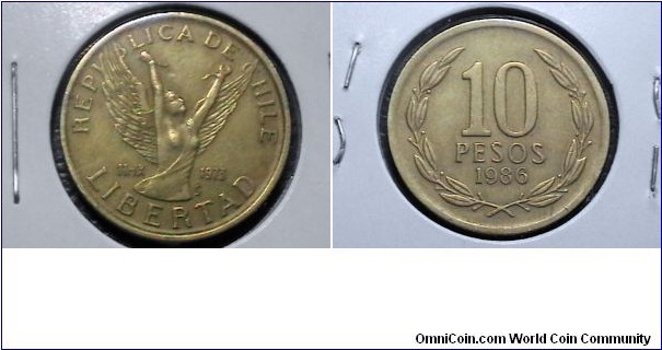 Chile 1986 10 Pesos KM# 218.1 