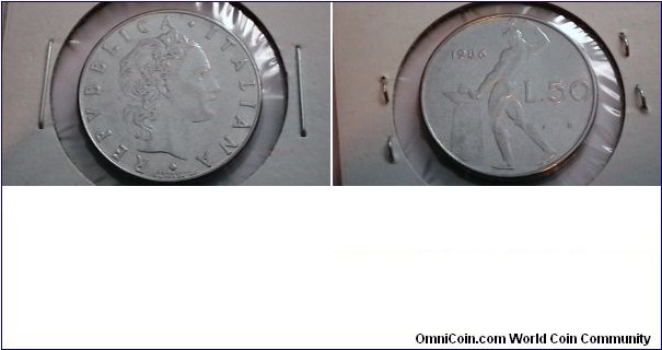 Italy  1986 50 Lira KM# 95.1 