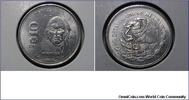Mexico 1986 10 Pesos KM# 512 