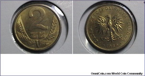 Poland 1986 2 Zlote Y# 80.2 