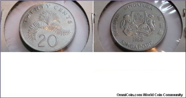 Singapore 1986 20 Cent KM# 52 