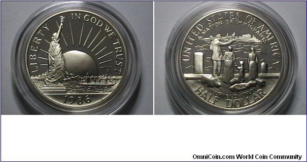 U.S. 1986-S Proof Ellis Island clad half comm. 