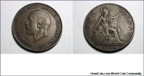 Great Britian 1936 1 Penny KM# 858 