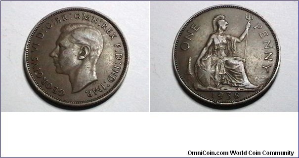 Great Britian 1938 1 Penny KM# 845 