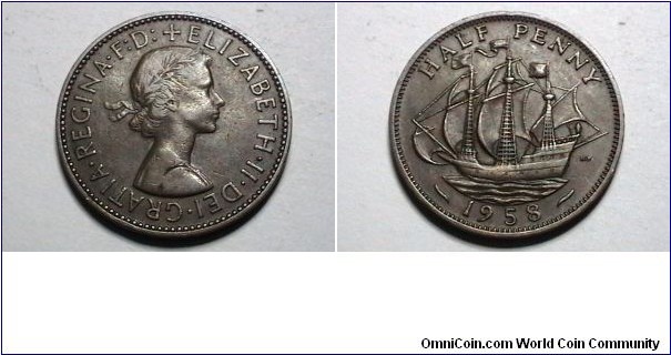 Great Britian 1958 Half Penny KM# 896 