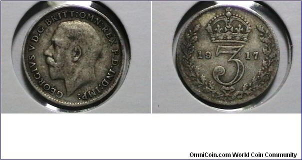 Great Britian 1917 3 Pence KM# 813 