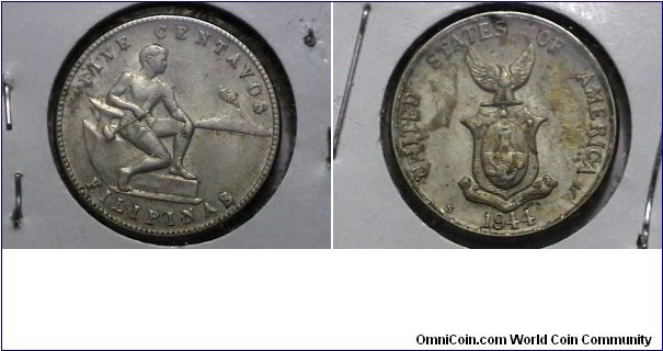 Phillipines 1944-S 5 Centavos KM# 180a 