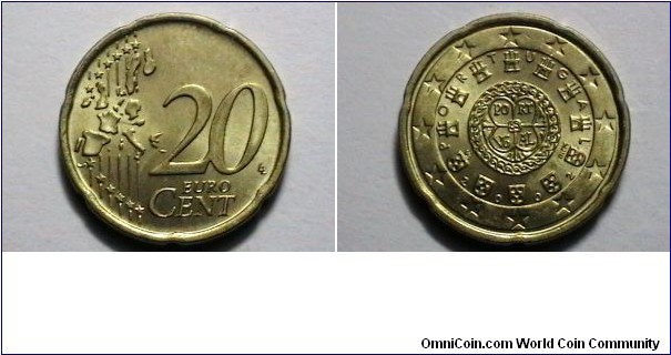 Portugal 2002 20 Cents Euro KM# 744 