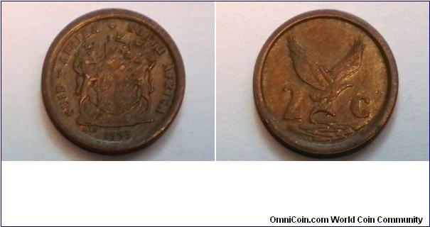 South Africa 1995 2 Cents KM# 132 