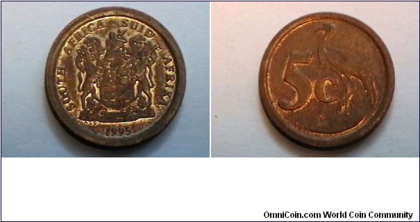 South Africa 1995 5 Cents KM# 132 