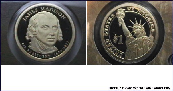 2007-S Proof Madison 4th Pres. dollar