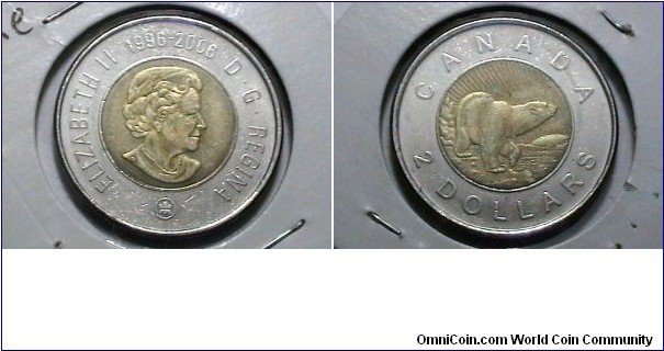 Canadian 2006(1996-)L 2 dollar Dual top date Mint logo KP# 496 top date Chirchill