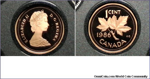 Canada 1986 Proof  1 cent 