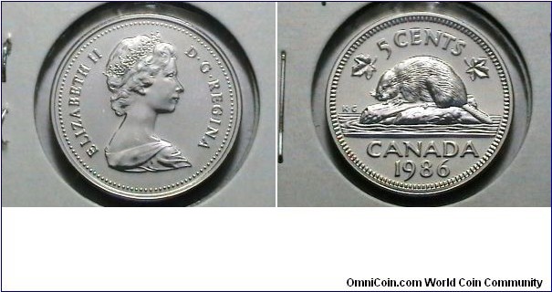 Canada 1986 Proof like 5 Cents KM# 60.2a 