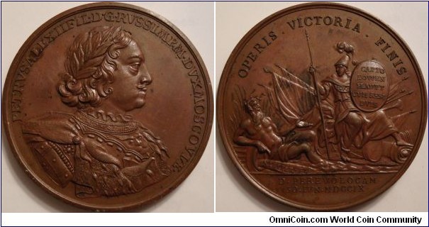 Bronze medal from the 1892 series commemorating the events of the 1709 