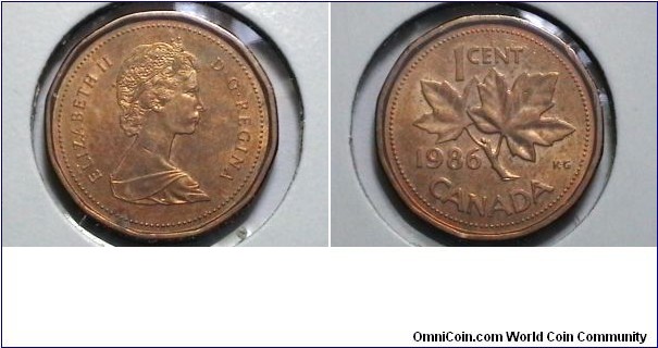 Canada 1986 1 Cent Business strike KM# 132
