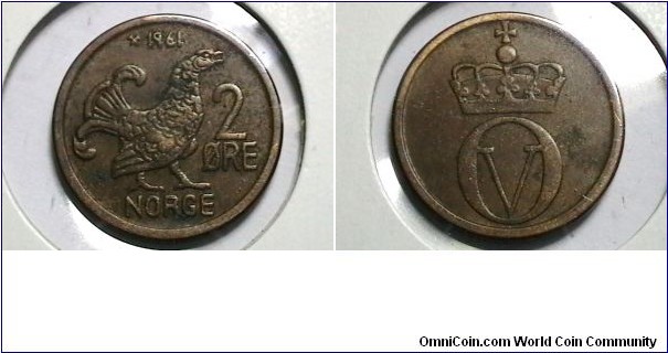 Norway 1961 2 Ore KM# 410 