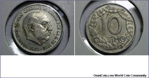 Spain 1959 10 Centimos KM# 790 