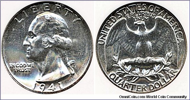 1941 25C NGC/PF63 Struck Thru error (Obverse)
