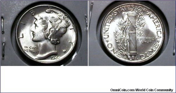 U.S. 1944-S 10 Cent Mercury Dime 