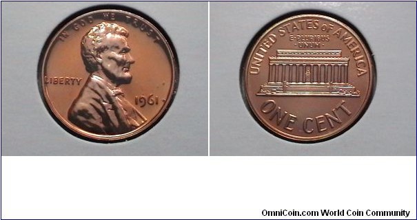 U.S. 1 Cent Lincoln Memorial Proof