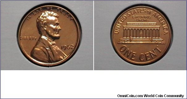 U.S. 1 Cent Lincoln Memorial Proof