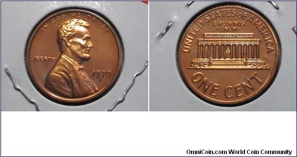 U.S. 1 Cent Lincoln Memorial Proof large Date