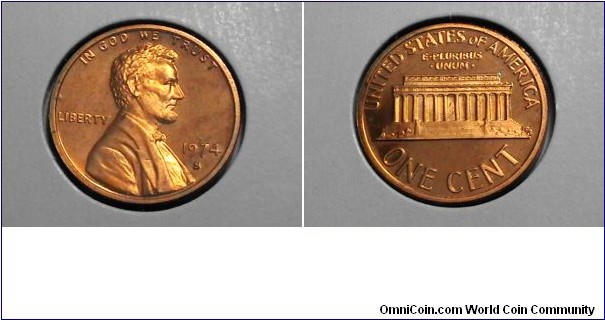 U.S. 1 Cent Lincoln Memorial Proof