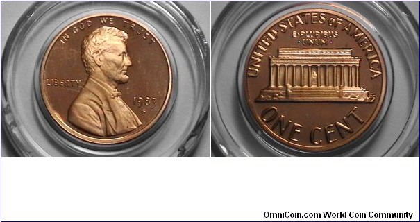 U.S. 1 Cent Lincoln Memorial Proof