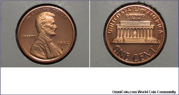U.S. 1 Cent Lincoln Memorial Proof