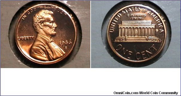 U.S. 1 Cent Lincoln Memorial Proof