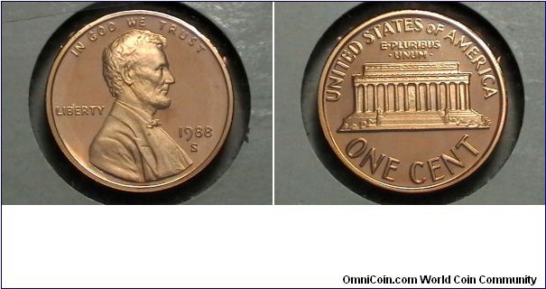 U.S. 1 Cent Lincoln Memorial Proof