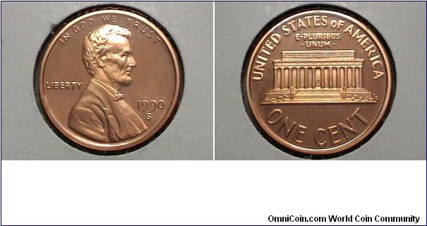 U.S. 1 Cent Lincoln Memorial Proof