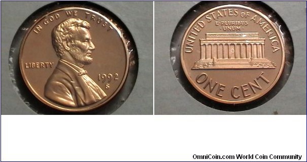 U.S. 1 Cent Lincoln Memorial Proof