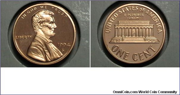 U.S. 1 Cent Lincoln Memorial Proof